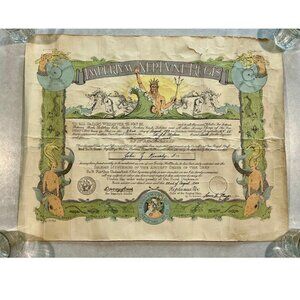 Vintage. Original Antique Maritime Naval Certificate From 1944